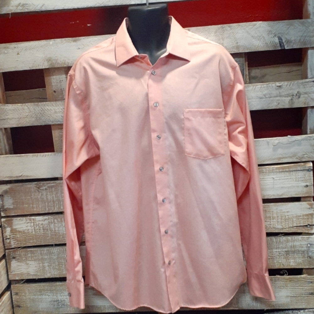 Kenneth Cole Reaction Salmon colored long sleeve dress shirt Size 17